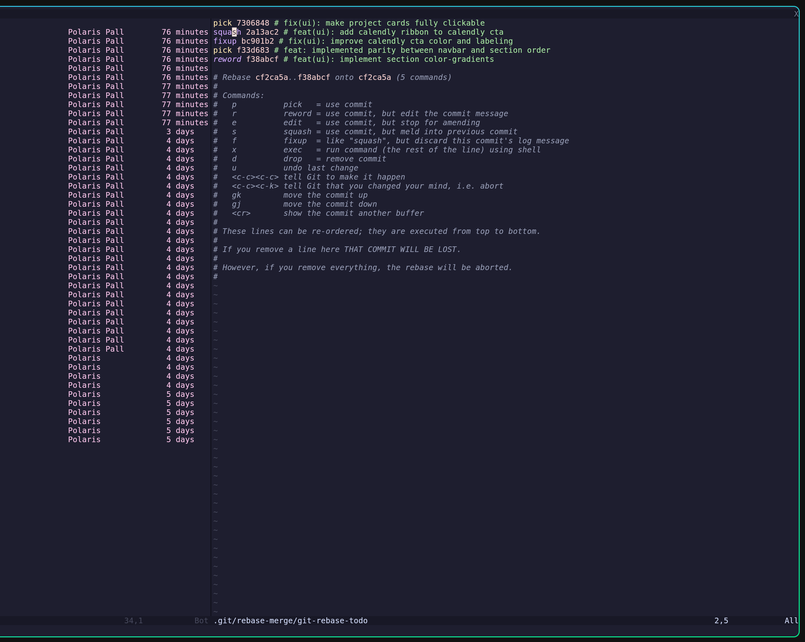 Interactive rebase in Neogit